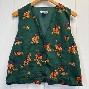 Vintage Picone Sport Womens Equestrian Heritage Vest Size L Horse Lover Classic